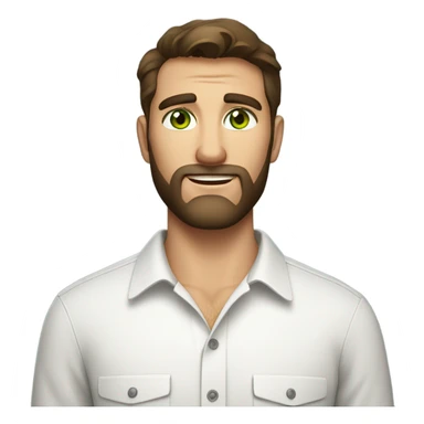 handsome optimist brunette man and beard green eyes wearing white button down shirt  sticker