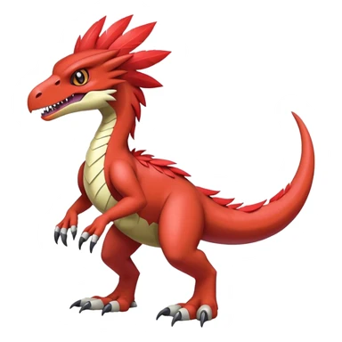 Furry feather-mane Cool shiny Digimon-Fakemon-Guilmon-Velociraptor full body   sticker