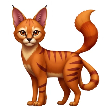 Patterned marked elegant slim furry cute beautiful cool edgy Caracal-Sphynx-Red-Panda-fusion-hybrid-animal-creature, full body sticker