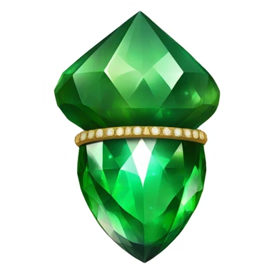 sparkling emerald Acorn like diamond with stem made of gold sticker