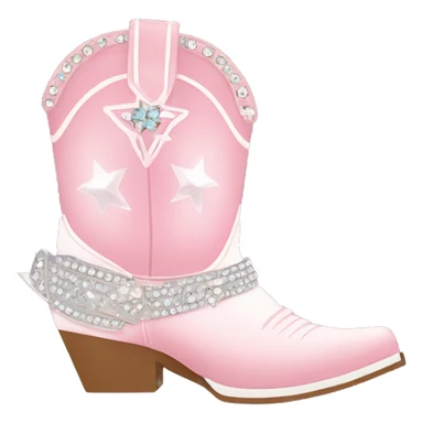 Light pink and white lined cowgirl boot with gems sticker