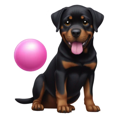 Rottweiler with a pink ball in its mouth sticker
