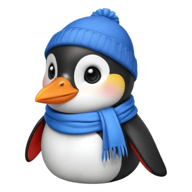 a cute penguin with blue scarve and red hat sticker