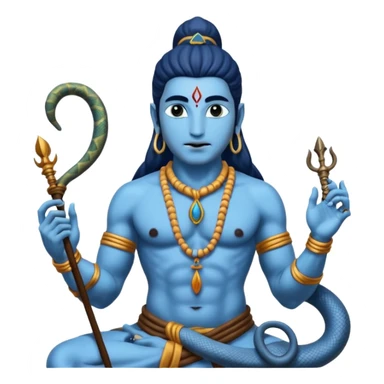 Mahadev real god  shiv not like cartoon  blue body and trishul and and had damru and nack around sanke  sticker