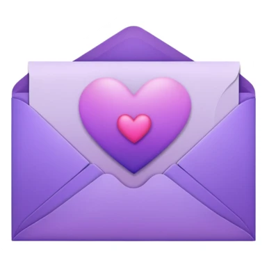 aesthetic envelope with letter and heart in purple gradient sticker