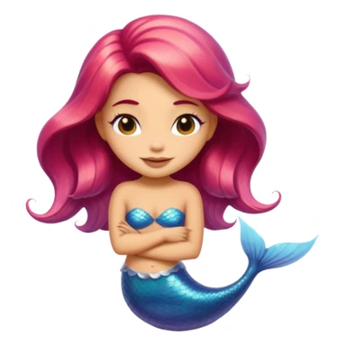 A cute mermaid emoji, looking coy and mischievous with a flirty smirk.  sticker