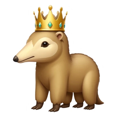Anteater walking around and wearing a crown sticker