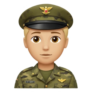 a soldier with short blonde hair in camo male sticker
