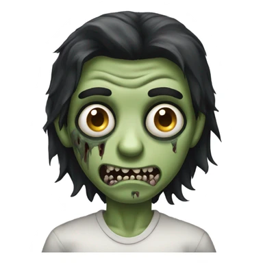 scary boy zombie with medium long dark hair sticker