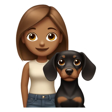 Brown hair girl with black and tan dachshund puppy sticker