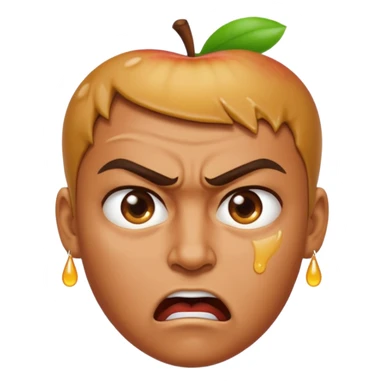 angry person with angry facial expression and sweat drops on forehead, apple emoji style sticker