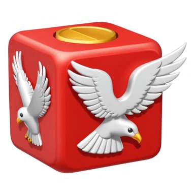 Red lucky block  with white wing sticker
