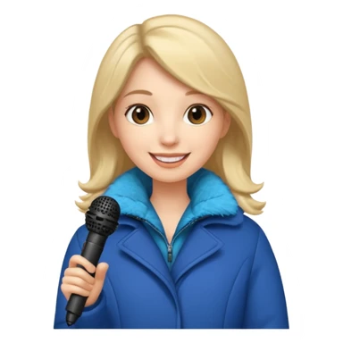 woman with winter clothes holding microphone sticker