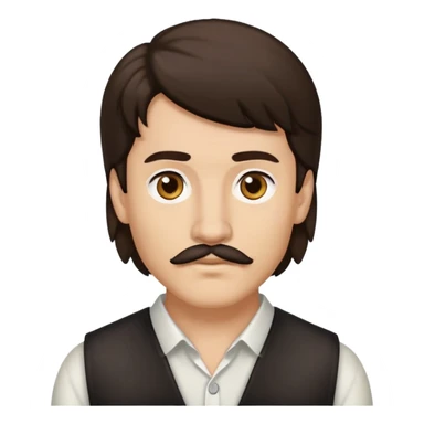 Guy with a dark brown, relatively short mullet, brown eyes, brown mustache, earrings and light skin  sticker
