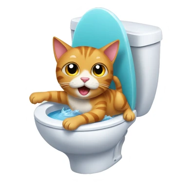 Cat surfing on a toilet  sticker
