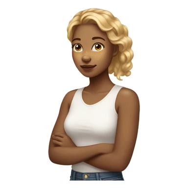 a pretty girl who is honey blonde with some freckles and light eye bags sticker