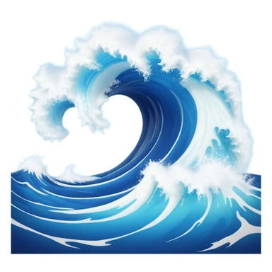 3D render of Tsunami, miniature weather phenomenon, volumetric particle effects, giant curling wave of deep blue water with white foam, emoji style, isolated on white background --v 6.0. sticker