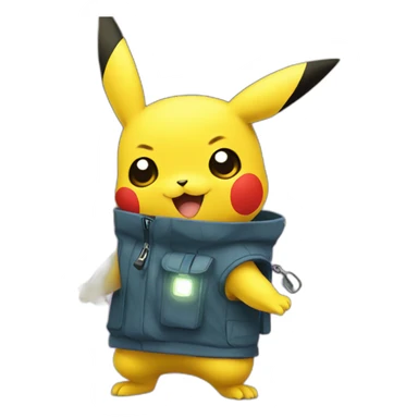 Pikachu with a flashlight sticker