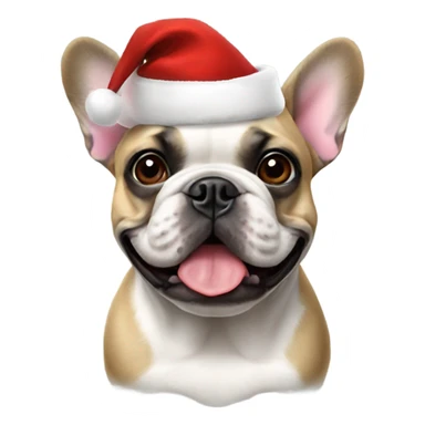 French bulldog with Christmas hat sticker