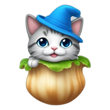 Cat bleu sur un champignons sticker