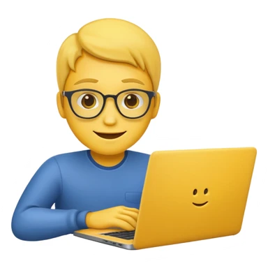 programmer emoji with laptop, lost in thought sticker