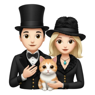 magician couple and their pet cat sticker