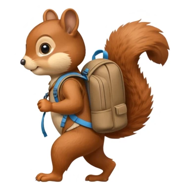 a squirrel walking with a backpack
 sticker