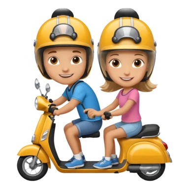 Un garçon et une fille sur une trottinette sticker