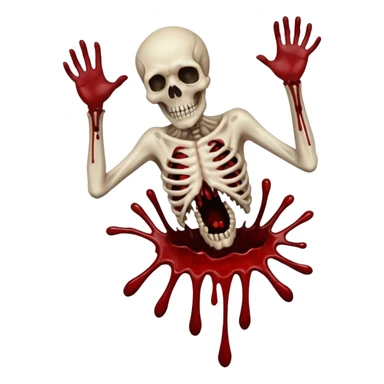 3D rotting corpse jumping in the air. In the style of your bloody skull art. More blood sticker