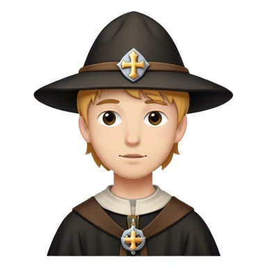 medieval young pilgrim with pilgrim badge sticker