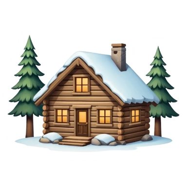 Snowy little cabin mountain woods sticker