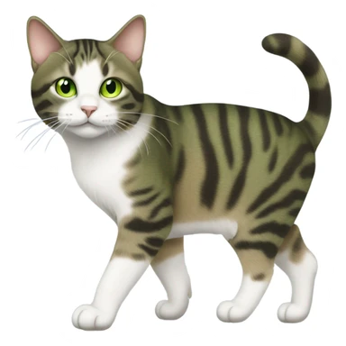 Green eyed American bobtail cat walking sticker