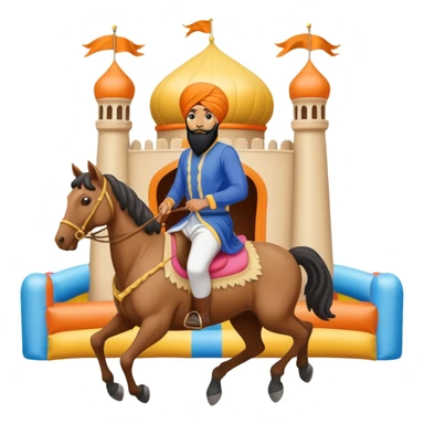Sikh riding a horse jumping castle sticker