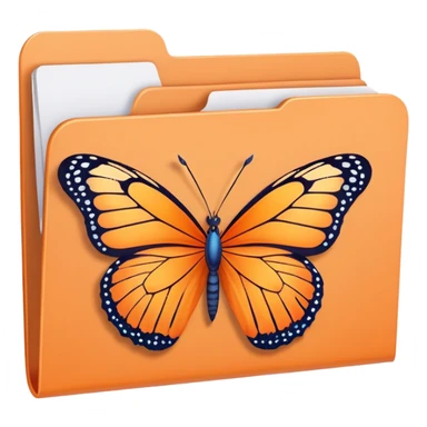 pastel orange file folder with butterfly on the cover  sticker