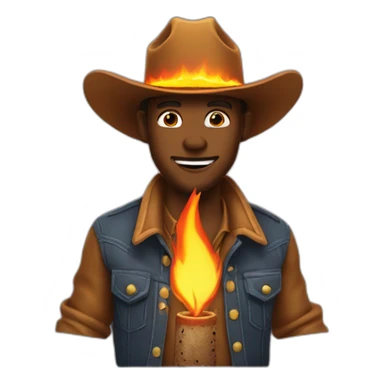 cowboy with a hat on fire sticker