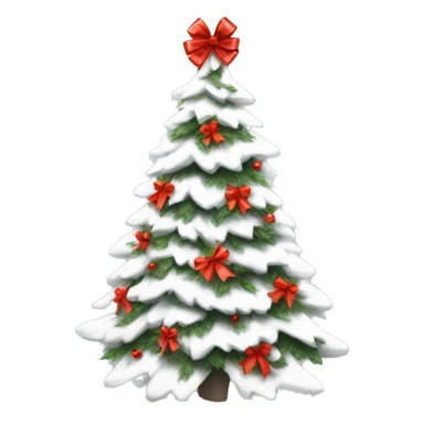 Aesthetic white Christmas tree with a red bow  sticker