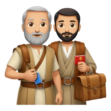 herodotus speaking with a Persian man, who is carrying the mail sticker