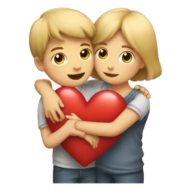 boy and girl huggin with heart over head  sticker