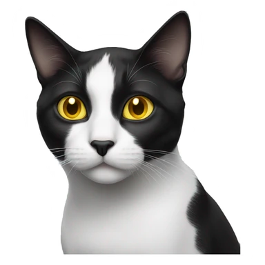Black-and-white cat with yellow eyes sticker