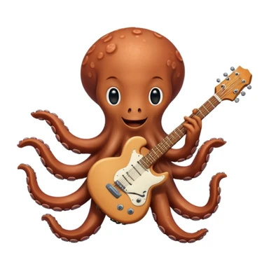happy octopus with multiple arms playing guitar sticker