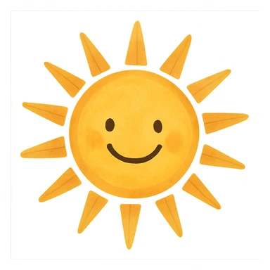 smiling sun with rays, general style, bright and warm sticker