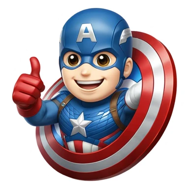 Captain America's shield with a big smile, giving a big thumbs-up sticker