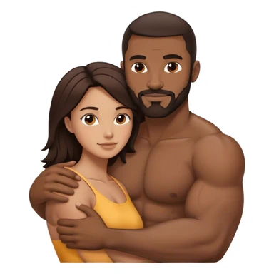 Black man with facial hair and muscles hug small beautiful brunette woman sticker