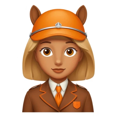 Hermès-style horse jumping, classic equestrian look, Hermès orange accents, cute emoji style sticker
