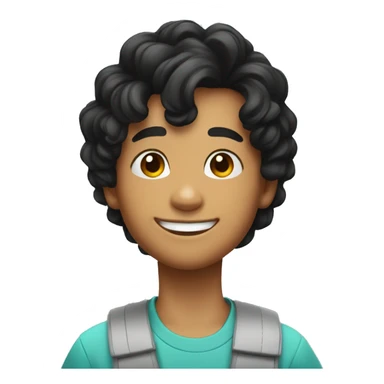A 12 year old boy with black wavy hair smiling sticker