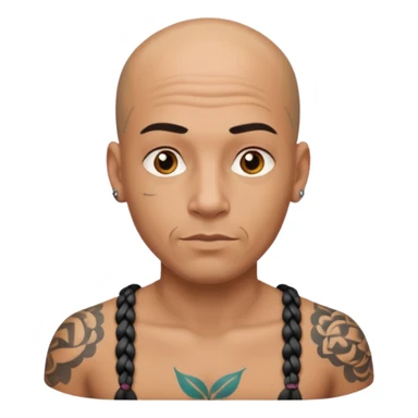tatooed braded bald man  sticker