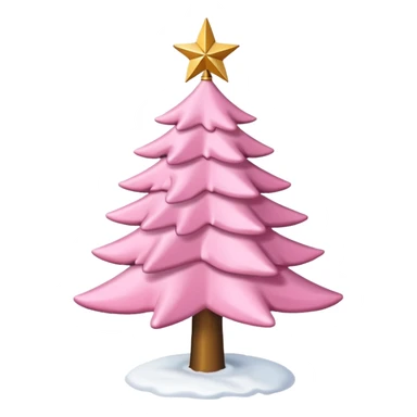Pink Christmas tree with snow on the branches and a gold star on top no baubles  sticker