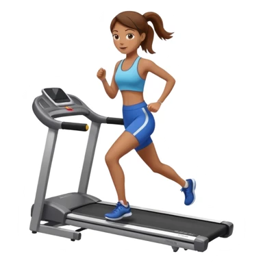 Full hyperrealistic pencil drawing of athletic girl with brown hair doing cardio on treadmill sticker