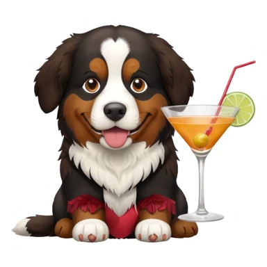 Bernese mountain dog with a cocktail glass sticker