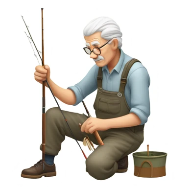 Old guy Making a fly fishing rod sticker